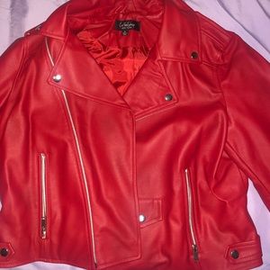 Red leather jacket